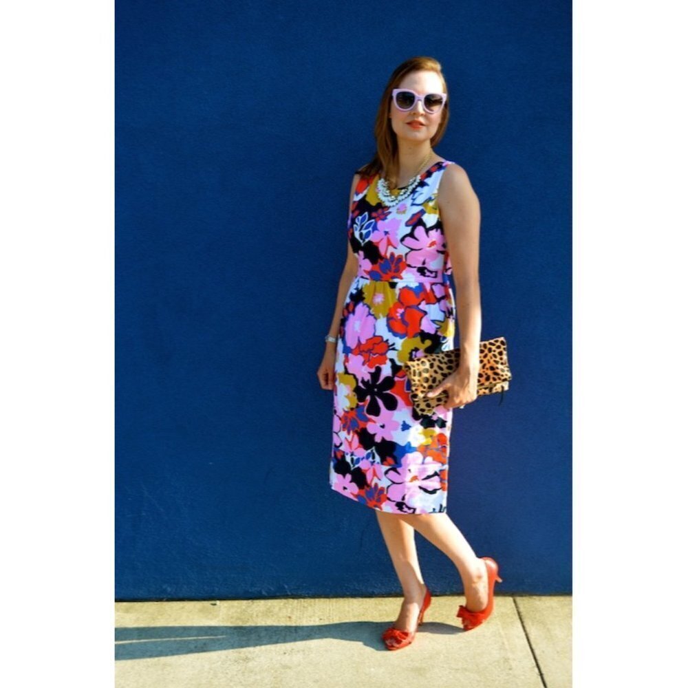 Anthropologie Whit Two Petal Print Dress with pockets and back opening Sz 6 - Picture 5 of 10